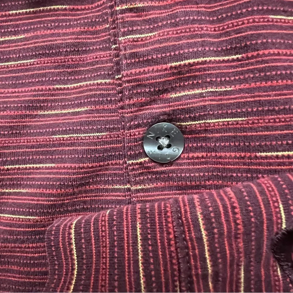Nike Golf Long Sleeve Polo Shirt Mens XL Burgundy Striped 100% Cotton Swoosh